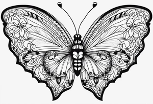 Gerbara butterfly paws forget me not heart tattoo idea