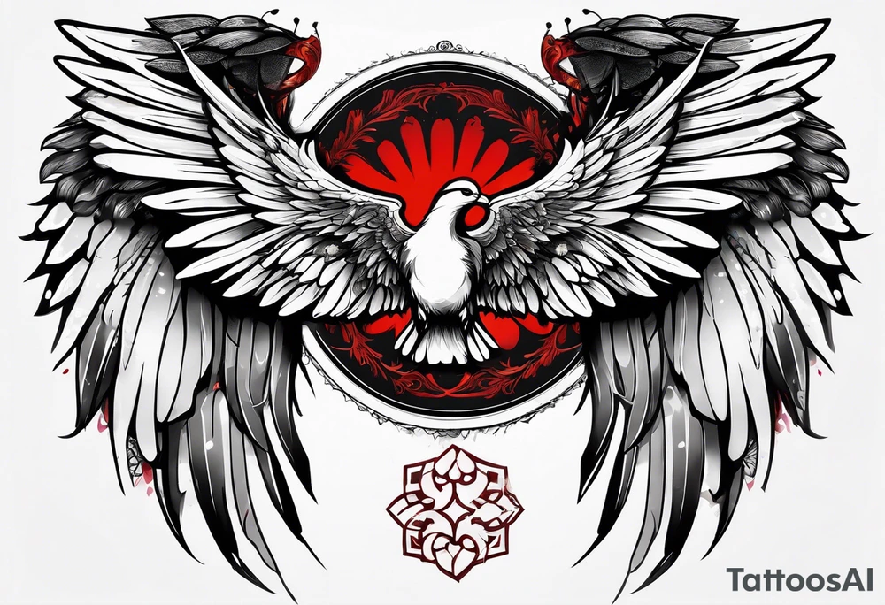 a pair of wings with a halo above them tattoo idea