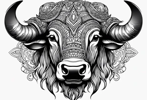 buffalo head tattoo idea
