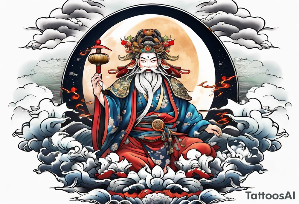 Japanese moon god tattoo idea