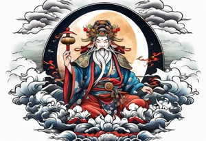 Japanese moon god tattoo idea