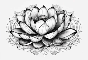 lotus flower with thin lines masculine design tattoo idea