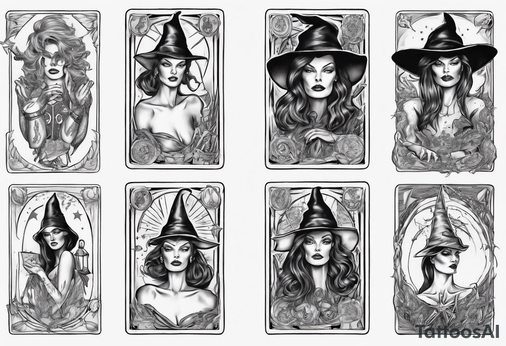 Linda Evangelista as a Witch in a Tarot tattoo idea