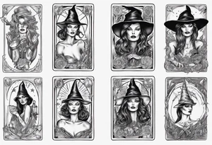 Linda Evangelista as a Witch in a Tarot tattoo idea