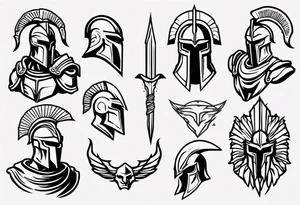 ultra-fine line linework vector of a spartan tattoo idea