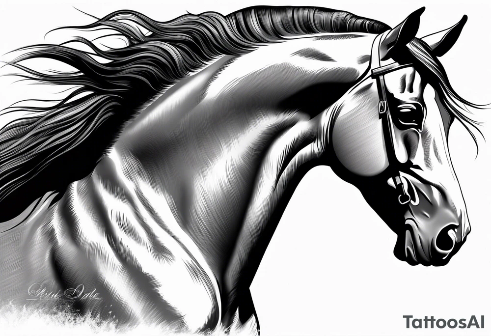 Horse portrait no shading tattoo idea