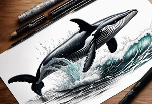 Backwards Breaching North Pacific humpback whale tattoo idea