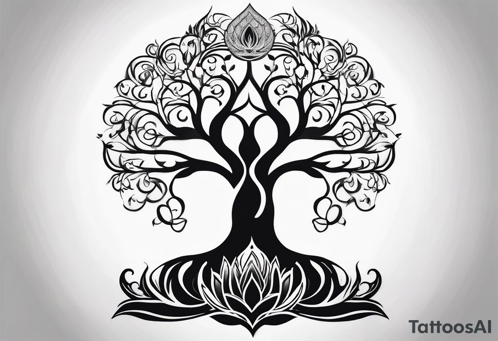 Tree of life, lotus, buddha tattoo idea