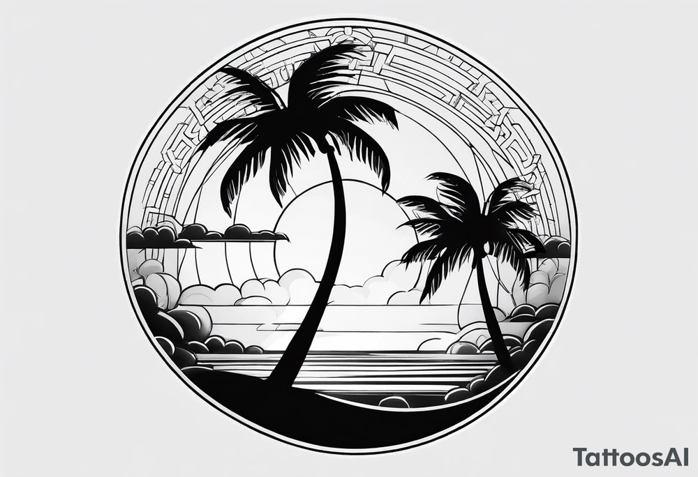 baby birth love life sun palm tree tattoo idea