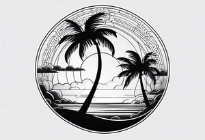 baby birth love life sun palm tree tattoo idea