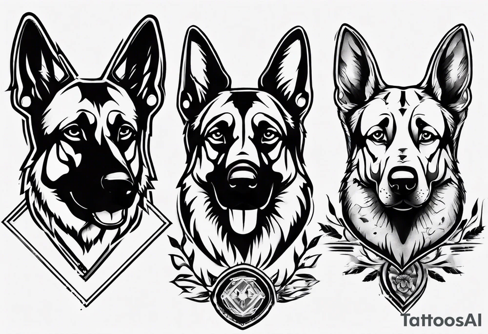 German Shepherd with frame tattoo idea