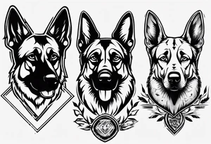 German Shepherd with frame tattoo idea