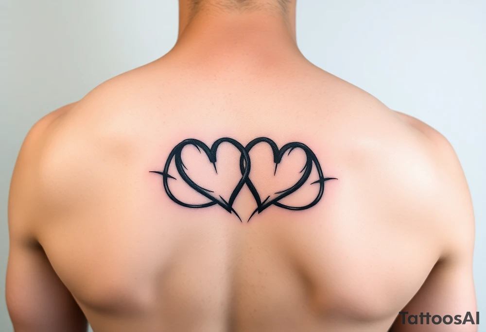 infinity symbol intertwined with two hearts tattoo idea