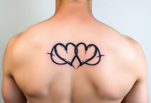 infinity symbol intertwined with two hearts tattoo idea