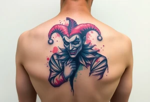 graphic 3d jester design tattoo idea