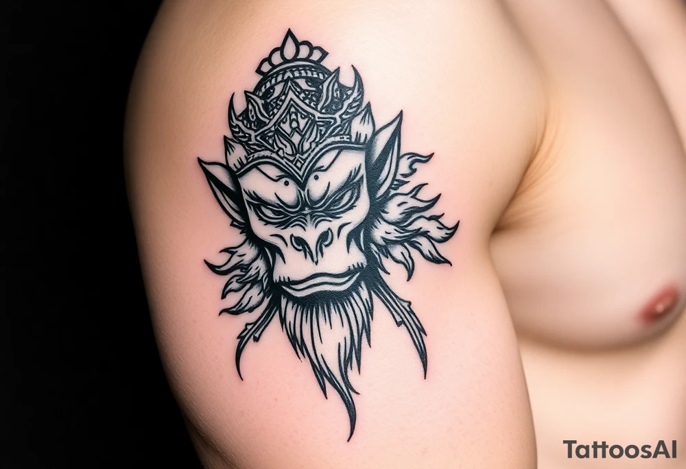 powerful majestic monkey king son wukong tattoo idea