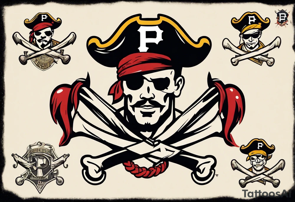 A Pittsburgh Pirates P logo that looks like a branded shape on an arm tattoo idea