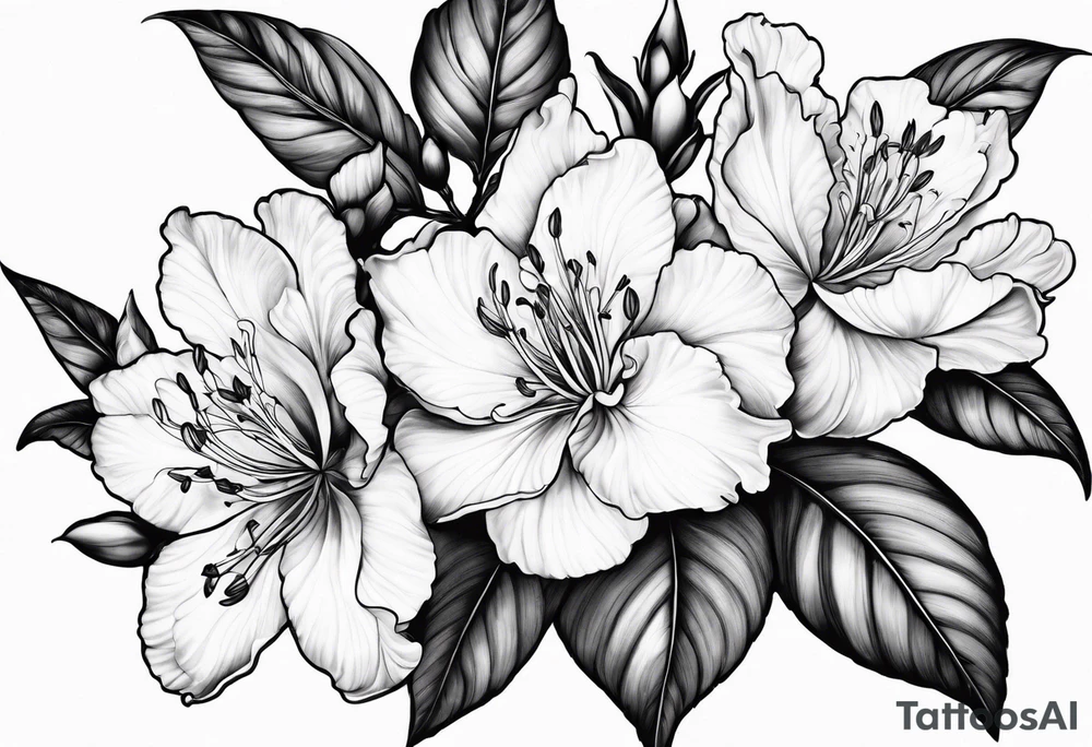 Azaleas with buds along branch tattoo idea