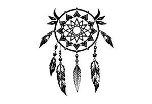 dreamcatcher, with feathers, authentic tattoo idea