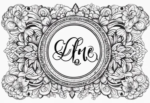 circle vignette frame surrounded by floral clouds tattoo idea