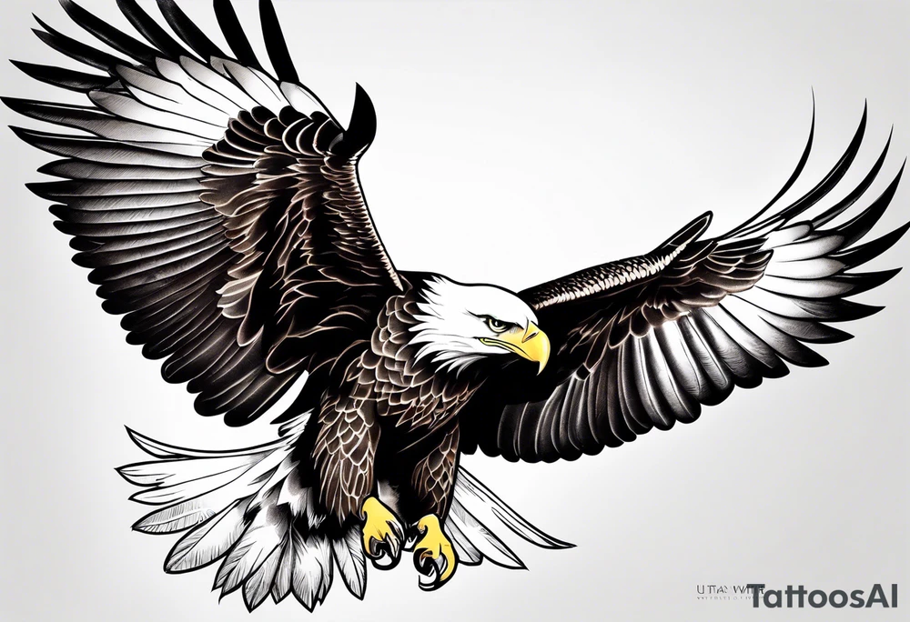 A majestic eagle soaring high in the sky, wings fully spread, capturing the essence of freedom and power tattoo idea