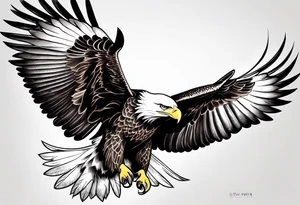 A majestic eagle soaring high in the sky, wings fully spread, capturing the essence of freedom and power tattoo idea