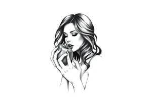 Beautiful woman eating an apple tattoo idea