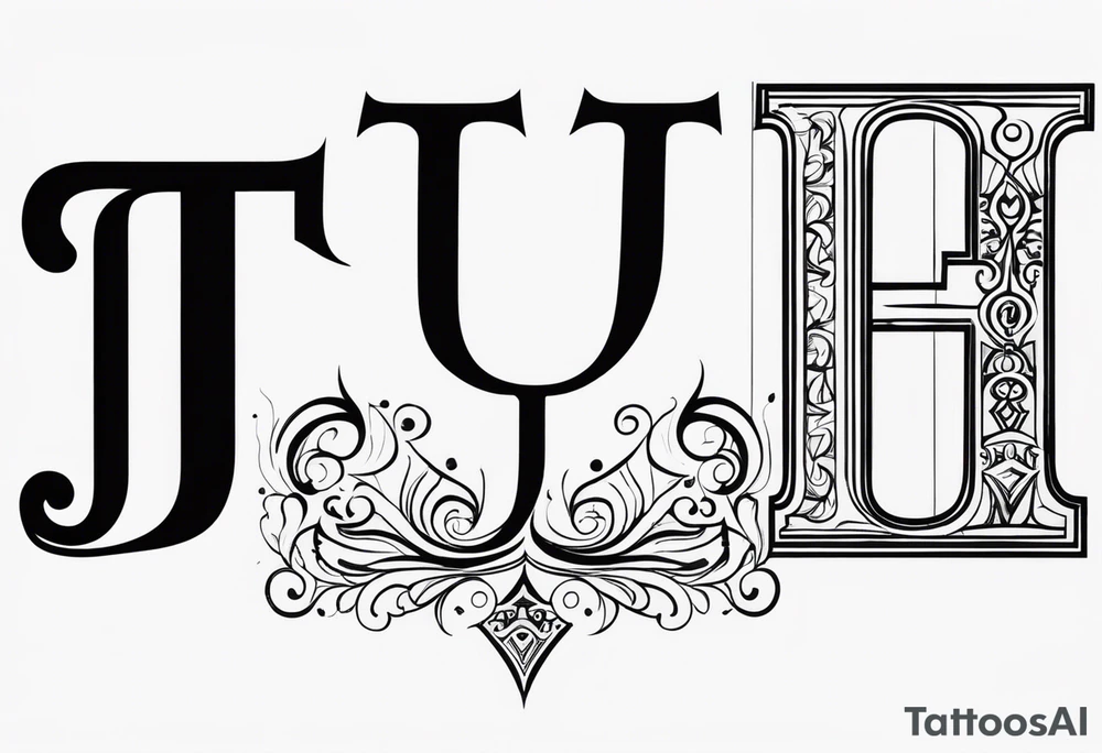 unique symbol with the letters T, A, J, W, D tattoo idea
