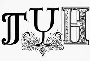 unique symbol with the letters T, A, J, W, D tattoo idea