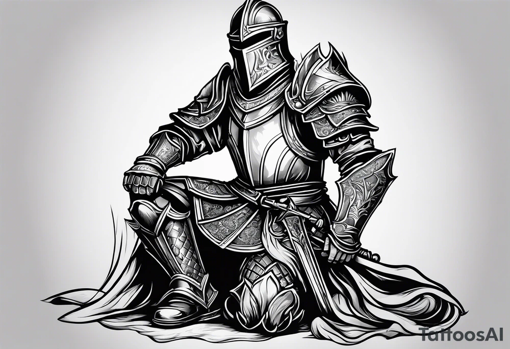 knight kneeling down, lamps above tattoo idea