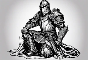 knight kneeling down, lamps above tattoo idea