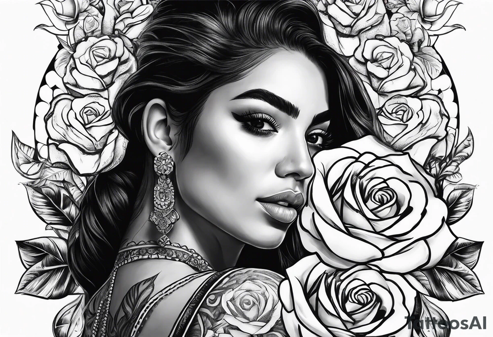 Mexican women with roses tattoo idea