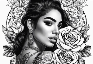 Mexican women with roses tattoo idea