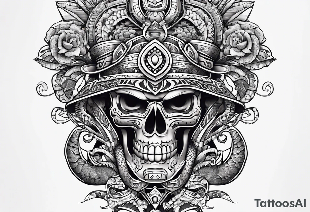 aztec snake sleeve tattoo idea