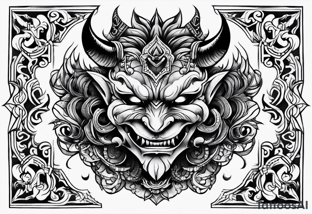 demon face tattoo idea