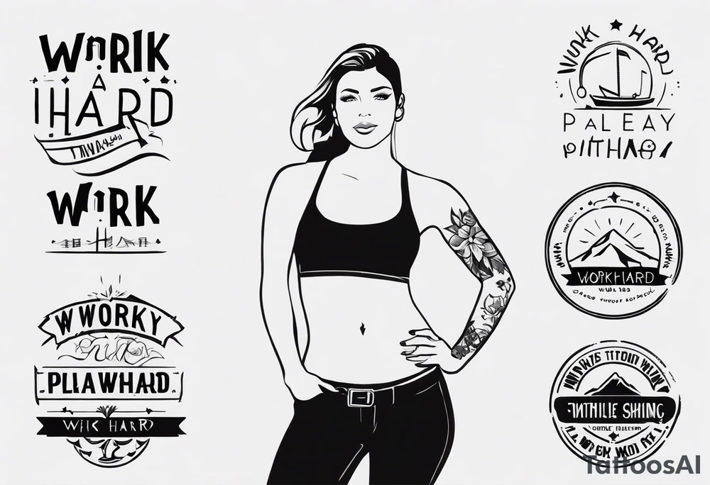 I want a painting style tattoo with the words "work hard" and "play hard". tattoo idea