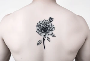 Single flower bouquet with Chrysanthemum and rose tattoo idea
