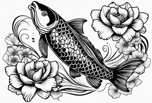 Koi carp with flowers tattoo idea
