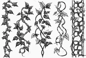 chain link fence with pointy ivy vines tattoo idea