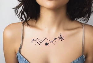 A múltiple constellation small, girly, discrete, minimmalist tattoo combining 3 constellations cáncer, virgo, and scorpio. Just the lines... no flowers just the stars tattoo idea