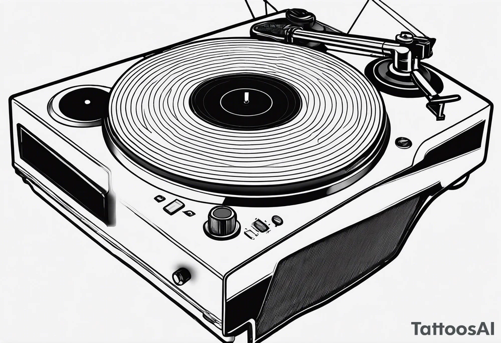 A recordplayer fineline minimalistic outline tattoo idea A recordplayer fineline minimalistic outline tattoo idea