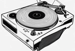 A recordplayer fineline minimalistic outline tattoo idea