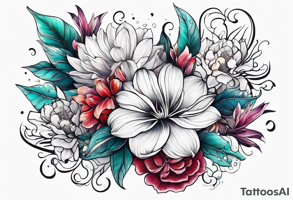sea, flower tattoo idea