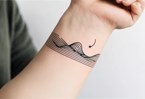 armband tattoo, horizontal with electromagnetic signal wave pattern tattoo idea
