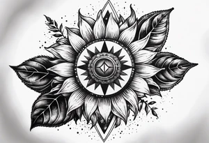 Sunflower and a compass, with the words "To Thine Own Self Be True" tattoo idea
