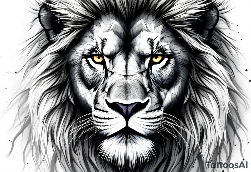 powerful majestic lion, close-up tattoo idea
