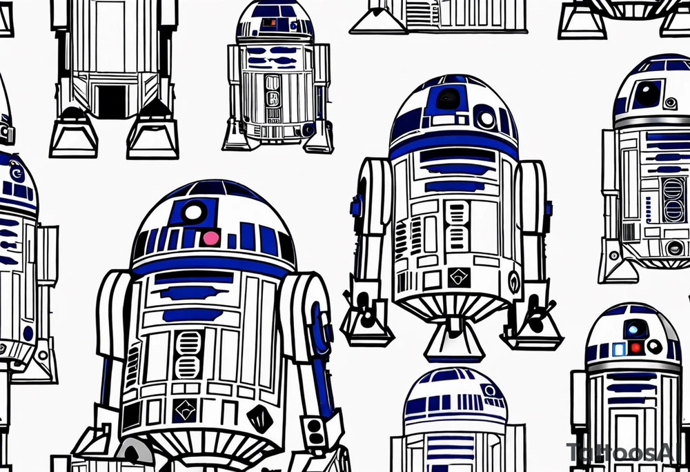 Simple, small R2-D2 from Star Wars, with initials R2D2J tattoo idea