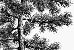 pine tree by itself with fallen leaves tattoo idea