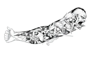 12 or more anime characters in their powerful form... More abstract tattoo idea