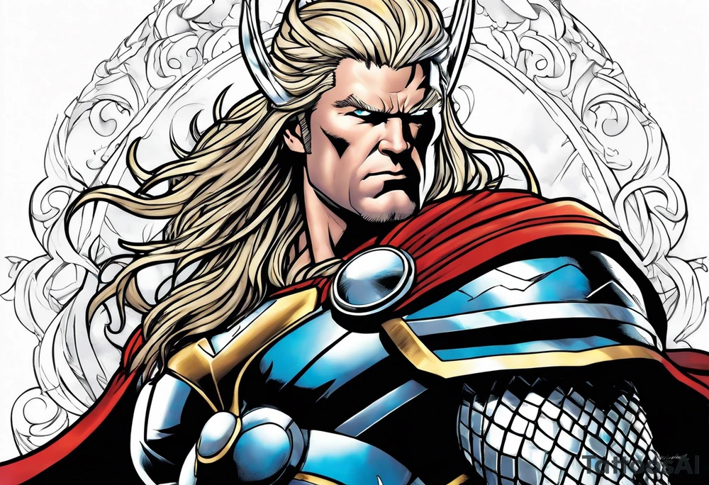 The Mighty Thor  with lightning in the background tattoo idea